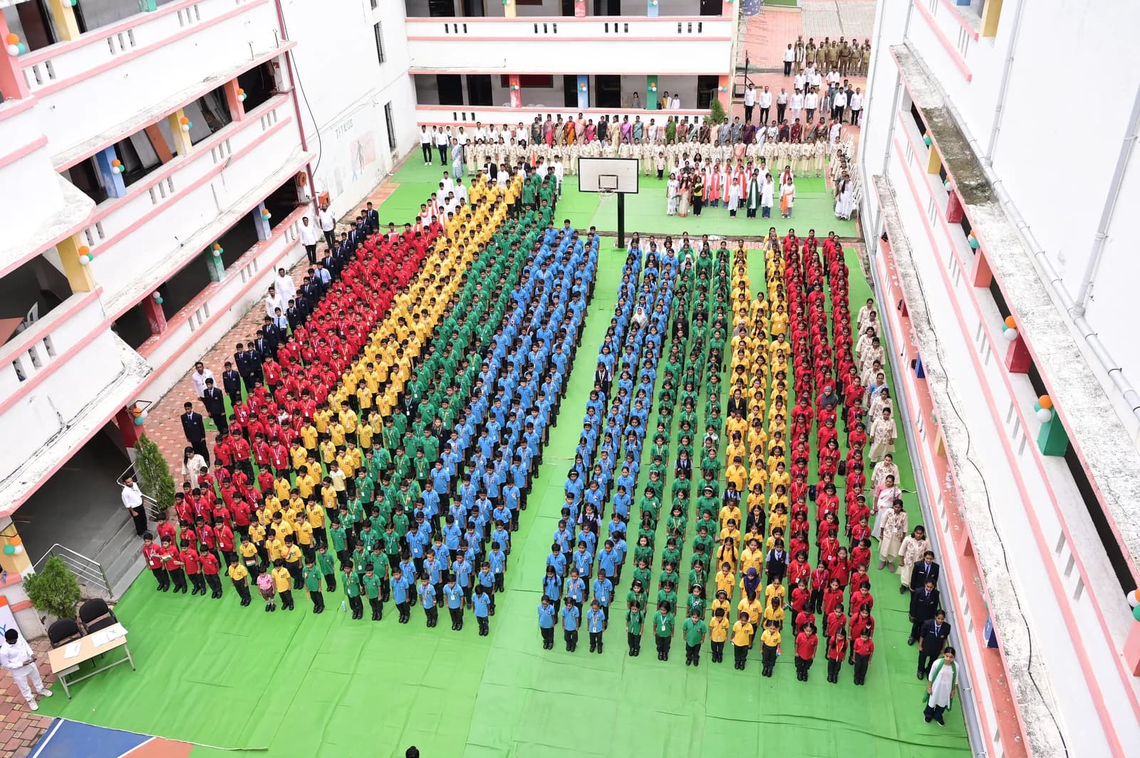 Independence Day 2026 student assembly in quadrangle